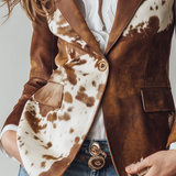 Women’s Vintage Cow Print Eco Friendly Blazer