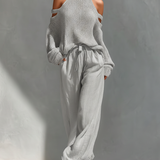Women’s Beige Linen-Blend High-Waisted Pocketed Wide-Leg Pants MDZ1228A6T