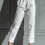Women's Ivory Cotton And Linen Blend Wide-Leg Jumpsuit With Cinched Waist MDZ0674B7T