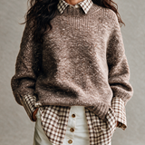Women's Marled Cable‑Knit Faux Two‑Piece Knit Top MDZ0225I2R