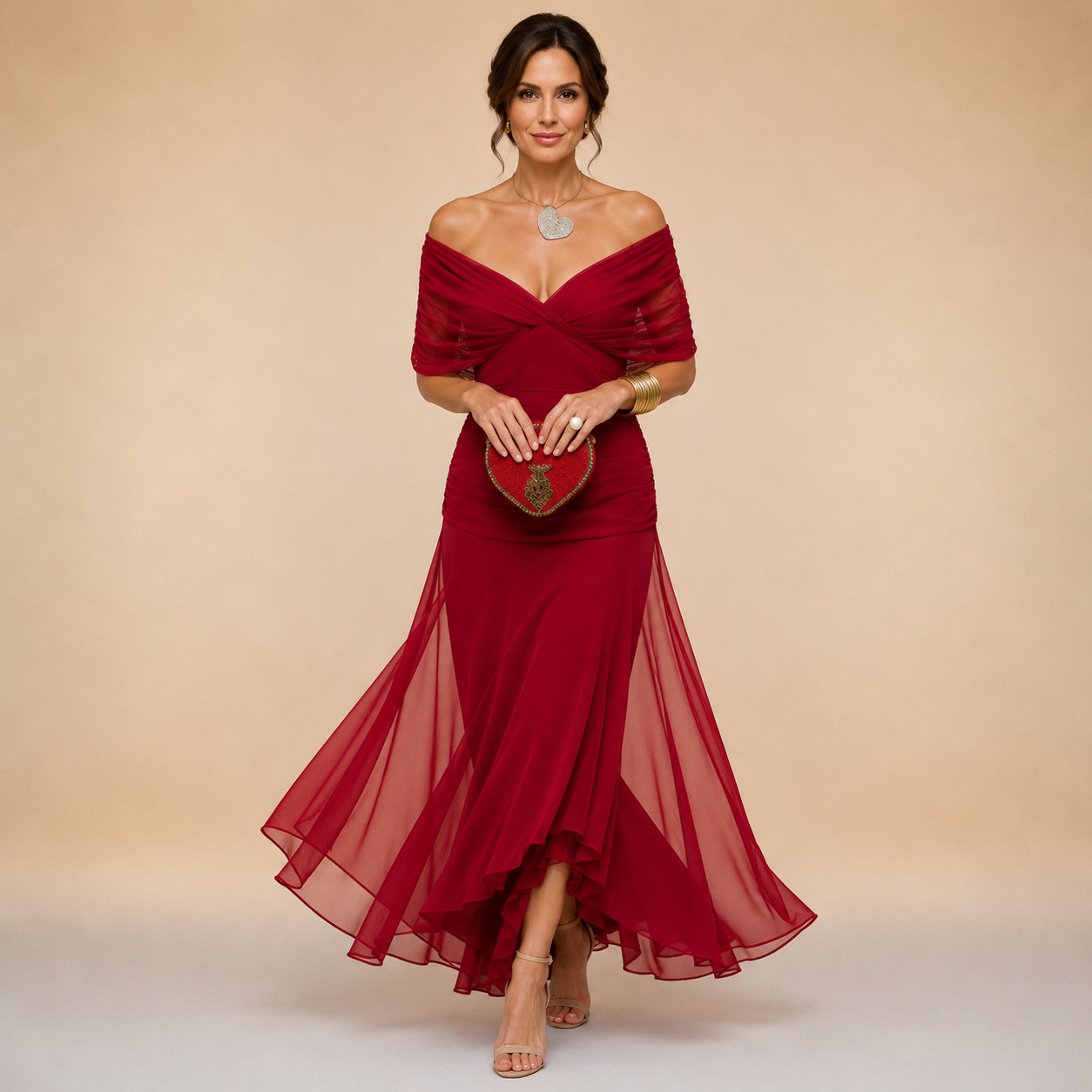 Sabrina | Draped V-Neck Evening Maxi Dress