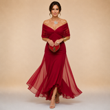 Emma | Draped V-Neck Evening Maxi Dress