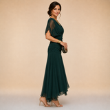 Emma | Draped V-Neck Evening Maxi Dress