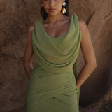 Lime Divine Drape Skirt Set