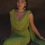 Lime Divine Drape Skirt Set
