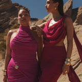 Fuchsia Divine Drape Skirt Set