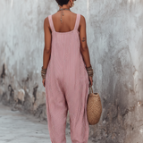 Women's Minimalist Striped Loose-Fit Square-Neck Sleeveless Jumpsuit MDZ1052D7Y