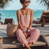 Women's Minimalist Striped Loose-Fit Square-Neck Sleeveless Jumpsuit MDZ1052D7Y