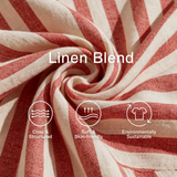 Women's Red & White Striped Linen-Blend Mini Dress With Square Neck And Patch Pockets MDZ1061F5ZRK