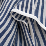 Women's Light‑Blue Linen Fabric Stand‑Collar Half‑Zip Oversized Top & Wide‑Leg Pants Set