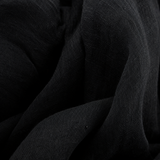 Women's Black Linen-Blend Maxi Dress With High Neck & Side Pockets, Timeless Minimalist Casual Dress MDZ2597D7LYL