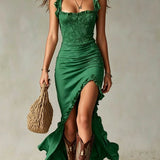 Jane | Bohemian Ruched Maxi Dress With Side Slit