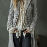 Velvet Embroidered Double-Breasted Longline Coat