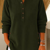 N&L - Ribbed Button Henley Tunic Carol