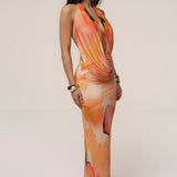 Orange  Dawn Draped Maxi Dress
