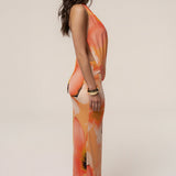 Orange  Dawn Draped Maxi Dress