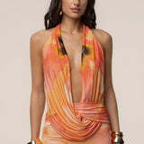 Orange  Dawn Draped Maxi Dress