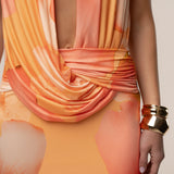 Orange  Dawn Draped Maxi Dress