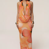 Orange  Dawn Draped Maxi Dress