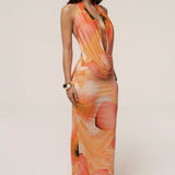 Orange  Dawn Draped Maxi Dress