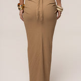Beige Cabana Slit Maxi Skirt