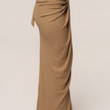 Beige Cabana Slit Maxi Skirt
