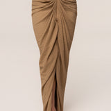 Beige Cabana Slit Maxi Skirt