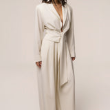 Cream Estate Pleated Trouser