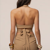 Beige Cabana Halter top