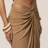 Beige Cabana Slit Maxi Skirt
