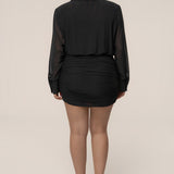 Black Leah Plunge Mini Dress