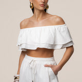 White Marina Two-Piece Pant Set