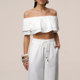 White Marina Two-Piece Pant Set