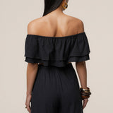 Black Marina Two-Piece Pant Set