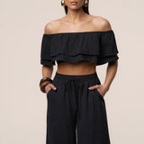 Black Marina Two-Piece Pant Set