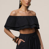 Black Marina Two-Piece Pant Set