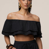 Black Marina Two-Piece Pant Set