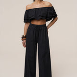 Black Marina Two-Piece Pant Set