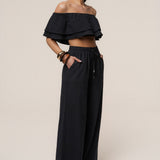 Black Marina Two-Piece Pant Set