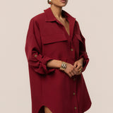 Burgundy Downtime Collared Shirt Dress