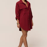 Burgundy Downtime Collared Shirt Dress