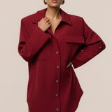 Burgundy Downtime Collared Shirt Dress