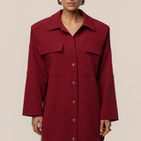 Burgundy Downtime Collared Shirt Dress