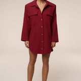 Burgundy Downtime Collared Shirt Dress