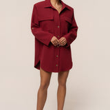 Burgundy Downtime Collared Shirt Dress