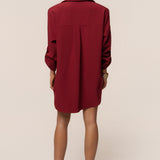 Burgundy Downtime Collared Shirt Dress