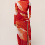 Sunset Red Heatwave Mesh Maxi Dress