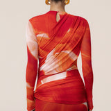 Sunset Red Heatwave Mesh Maxi Dress