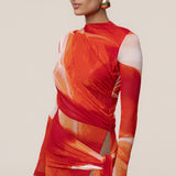 Sunset Red Heatwave Mesh Maxi Dress