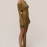 Lime After Hours Drape Dress